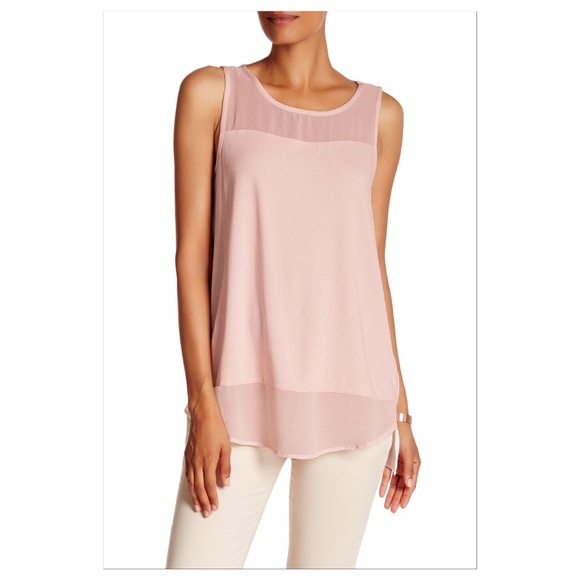 Vince Camuto Tops - Nordstrom Vince Camuto Mixed Media Crew Neck Tank